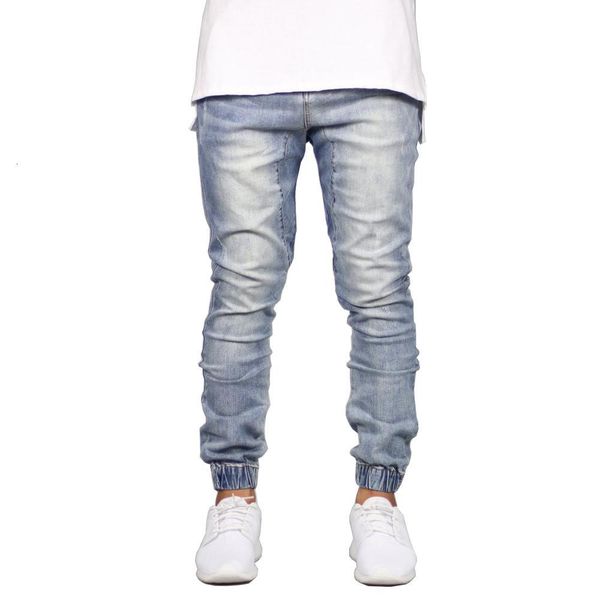 

men's jeans fashion stretch men denim jogger design hip hop joggers ny clothes streetwear pants, Blue