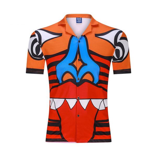 

summer 2021 men printed shirts casual shirt turn-down collar orange clothing plus size short sleeve camisas para hombre men's, White;black