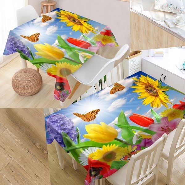 

nature flowers custom table cloth oxford print rectangular waterproof oilproof cover square wedding tablecloth