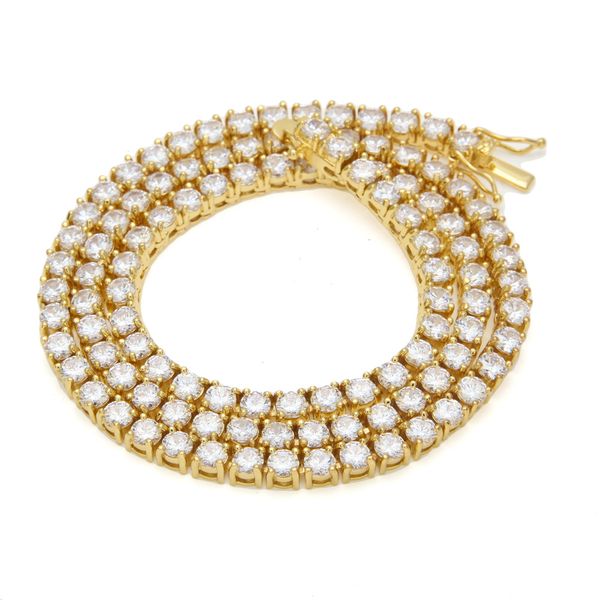 Mens Bling Zircon Lyed Out Out Tennis Gold цепи ожерелья мода хип-хоп ювелирные изделия ожерелье 5 мм