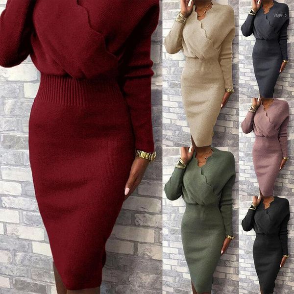 

women long sleeve winter spring sweater dress bandage bodycon v-neck fall black knitted dresses for office lady party casual, Black;gray