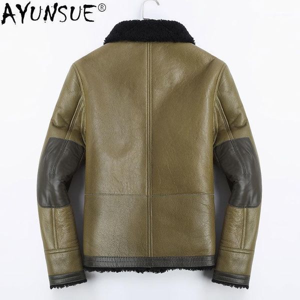 

men's leather & faux akoosun jacket men autumn clothes winter fur coat 2021 clothing real sheepskin jackets mens ropa de hombre lxr526, Black