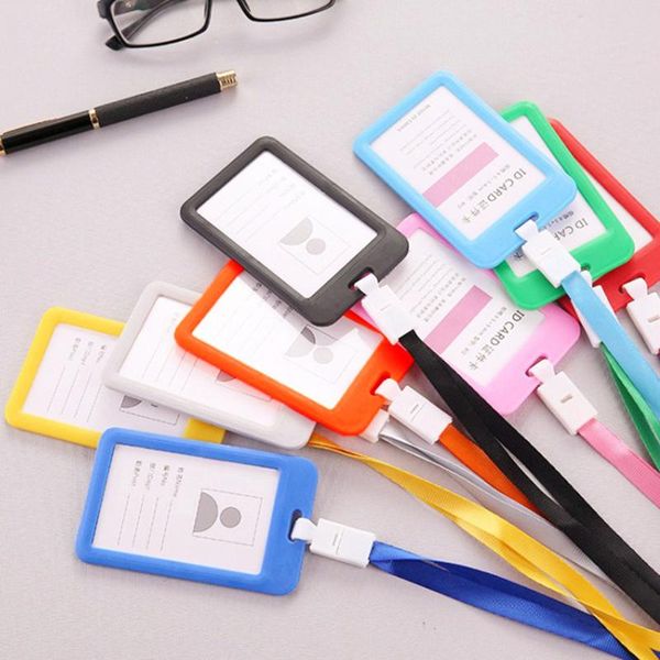 

party favor retractable lanyards id badge holder leather porte bus pass case cover slip men women's bank strap cardholder