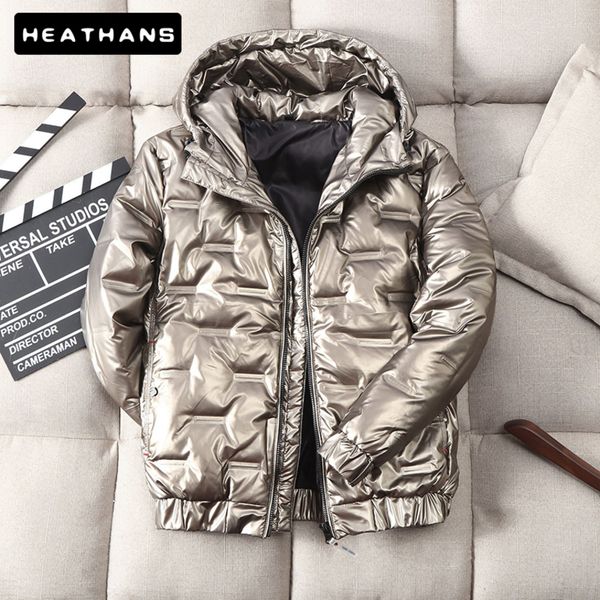 

shiny down winter et, thick thermal hoodie, cold and moisture proof, novel, Black