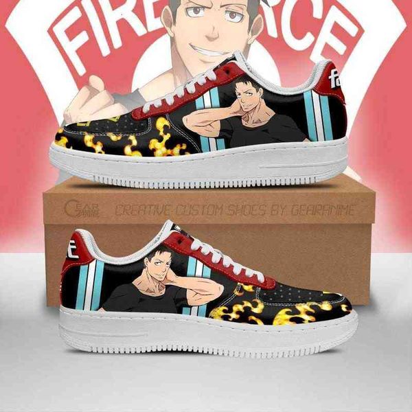 

diy anime shoes fire force akitaru obi sneakers costume casual running sport walking lightweight tennis, Black