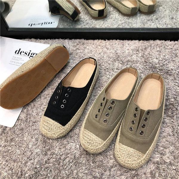 

slippers designer women patchwork cane weave sandals ladies low heels shoes slip on female casual slides breathable mujer, Black