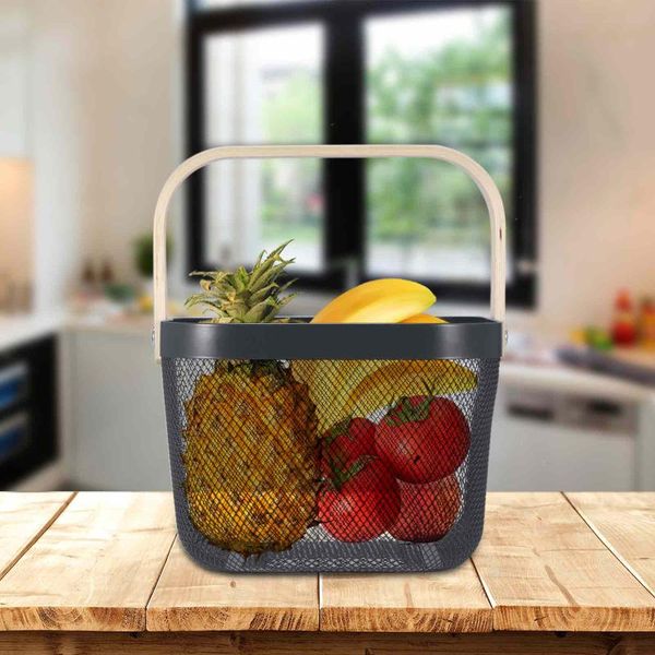 

storage baskets wooden handle metal basket cabinet rectangular box for bathroom kitchen bedroom 2021