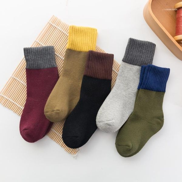 Herrensocken Herbst und Winter Handtuch Farbtrennrohr Kinder mittlerer kleiner Baumwollboden1