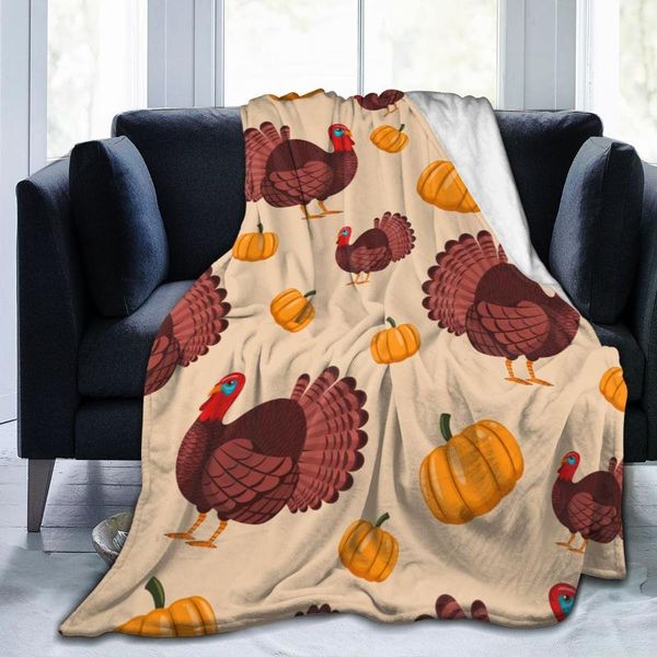 

blankets soft warm fleece blanket turkey and pumpkin winter sofa plaid throw 3 size light thin mechanical wash flannel