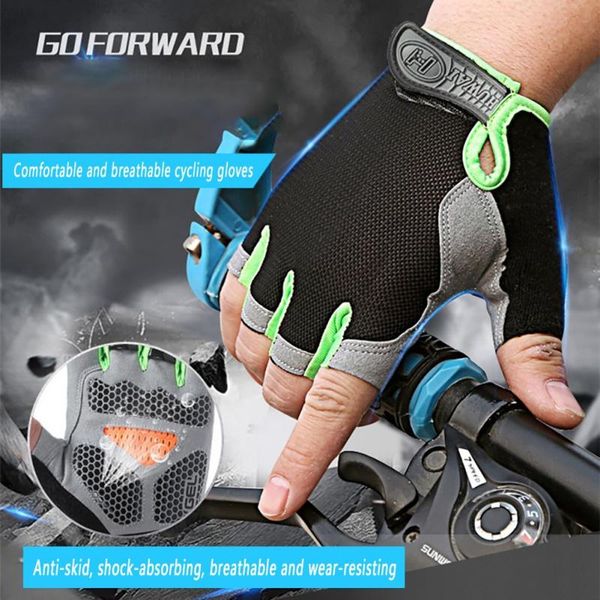 

cycling gloves riding gym men women fitness climbing bicycle mittens half finger male anti-slip breathable fingerless, Black
