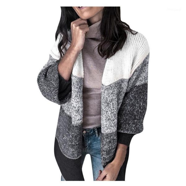 

women's clothing fashion coat patchwork cardigan long sleeve casual all season women jacket jackets, Black;brown