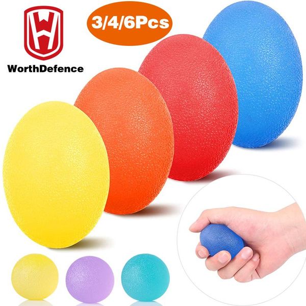 

hand grips worthdefence 3/4/6 pieces silica gel grip ball egg men women gym fitness finger heavy exerciser strength muscle recovery