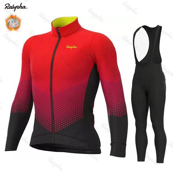 

racing sets 2021 thermal fleece long sleeve sportswear autumn jersey suit for men ralvpha winter bicycle set bike cycling team, Black;blue