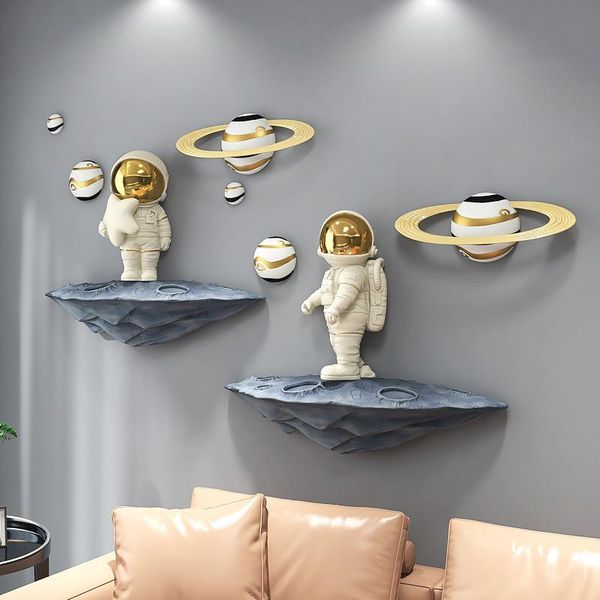 

decorative objects & figurines [hht] astronaut heavenly body statue pendant nordic home wall decorations living room tv background decor res