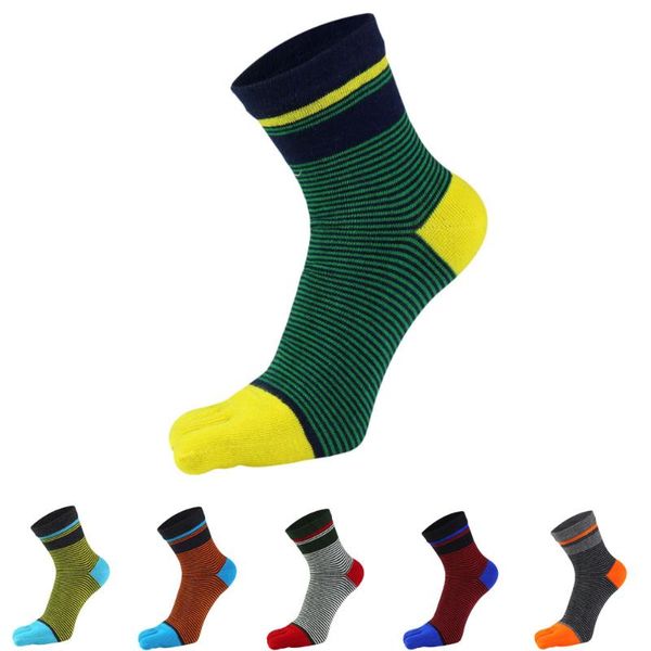 

men's socks mans with toes cotton five finger striped short solid funny men business sox gifts for, Black