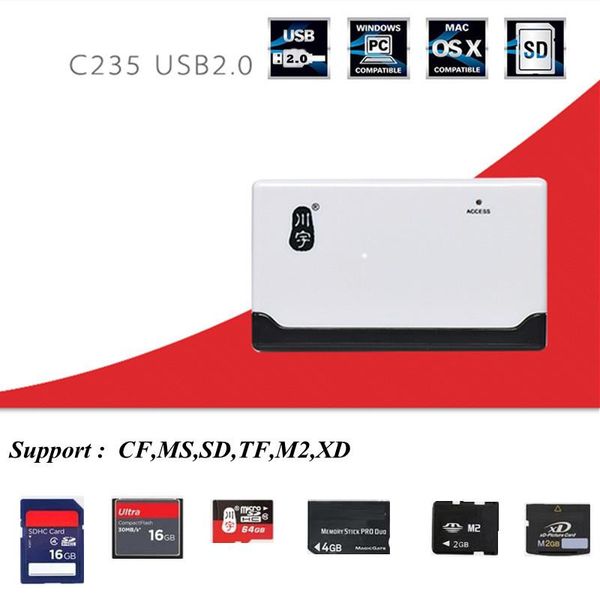 

2.0 480mbps all-in-1 1pc 1g-64g high speed multi-function card reader computer tf sd cf ms m2 xd slot usb hubs