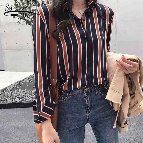 

plus size women striped blouse shirt fashion s and s long sleeve shirts clothes 1677 50 210508, White