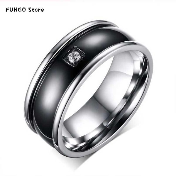 Grande anello di cristallo nero color argento vintage per donna uomo gioielli di moda regali di San Valentino fedi nuziali
