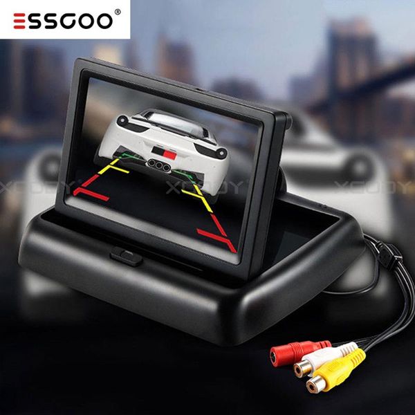 

car video essgoo lcd monitor for rear view camera foldable display 4.3 inch cars rearview system backup reverse support dvd