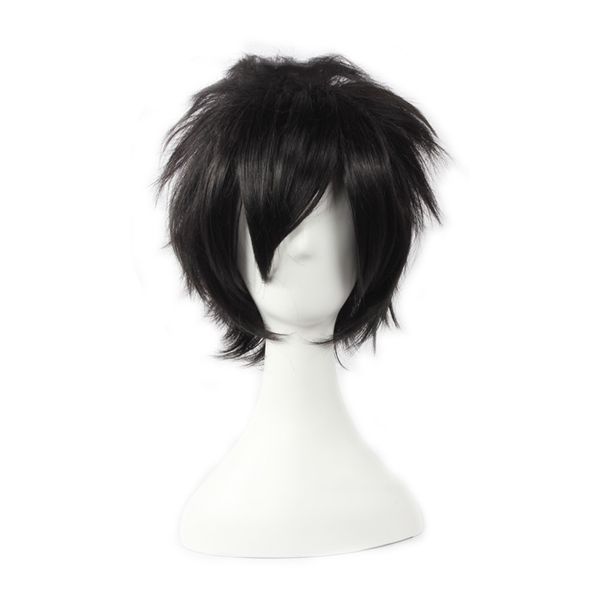 

uchiha sasuke wig men black fluffy layered short costume cosplay wigs halloween party hair pelucas