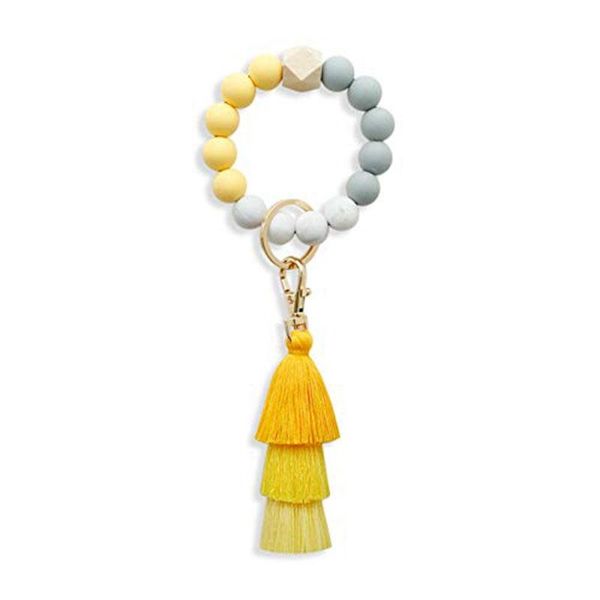 

hooks & rails keychain bracelet,women silicone beaded tassel trinket car
