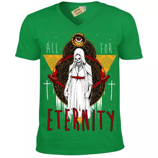 

for eternity t-shirt demon nun evil priest mens v-neck, White;black
