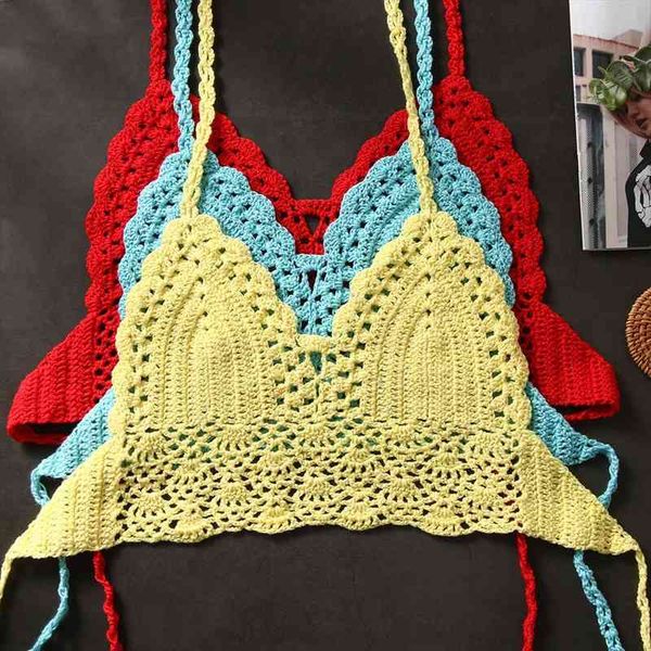 

s  l xl crop women summer backless crochet knit beach knitting halter cami crop halter bra, White