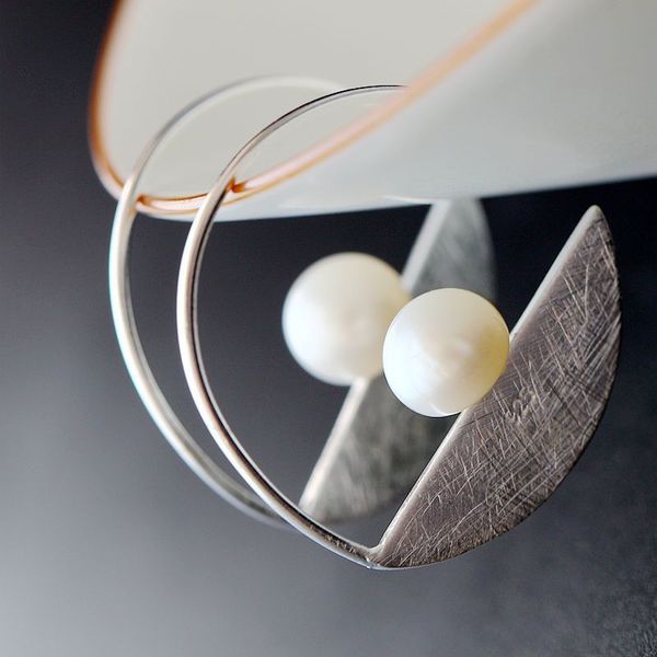

bocai 100% s925 sterling ear drop natural pearl fashion thai silver jewelry pure argentum earrings for women, Golden