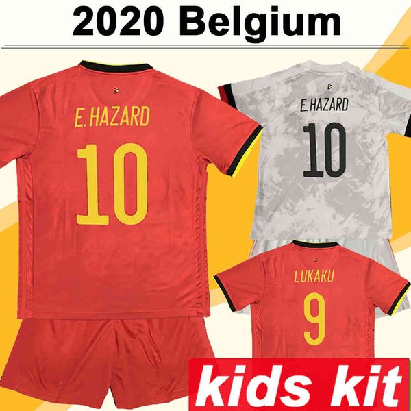 

belgium 2020 kids kit de bruyne e. hazard soccer jerseys lukaku kompany home away child football shirt mertens fellaini socks uniforms, Black