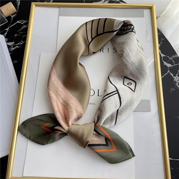 

scarves hair bands silk square scarf women fashion print hijab headbands bandana shawl wraps neckerchief female foulard muffler 2021, Blue;gray