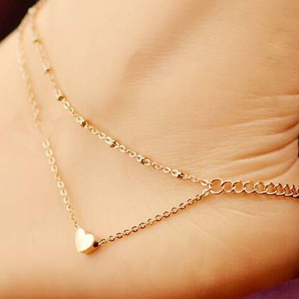 

japanese and korean fashion double layer love beach foot chain, Red;blue