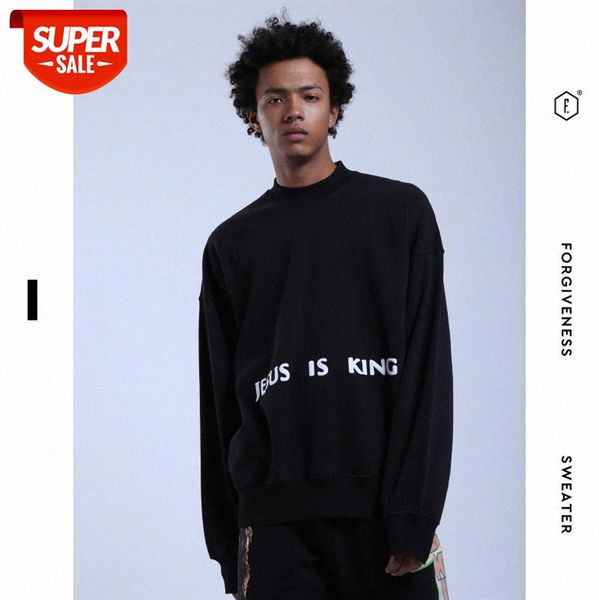 

trendy brand round neck sweater men's european and american buddhist style plus velvet warmth long-sleeved autumn coat loose #tz4i, Black