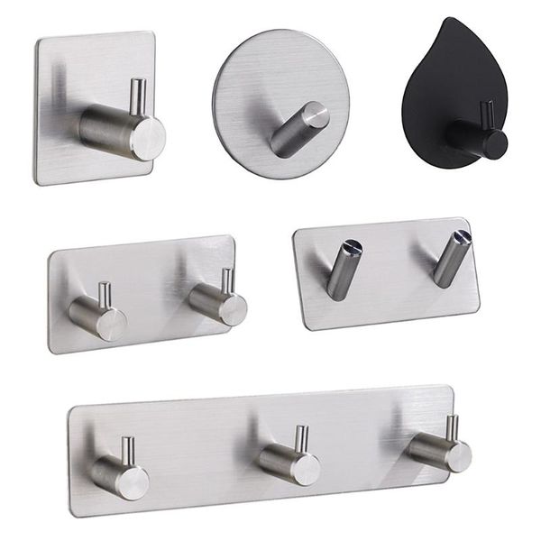 

hooks & rails 1/2/3/4 silver stainless steel universal hook robe wall towel for bathroom coat rustproof hanger kitchen