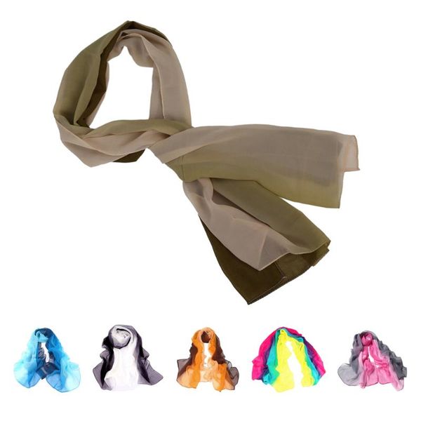 

scarves gradient color wrap ladies shawl silk chiffon scarf, Blue;gray