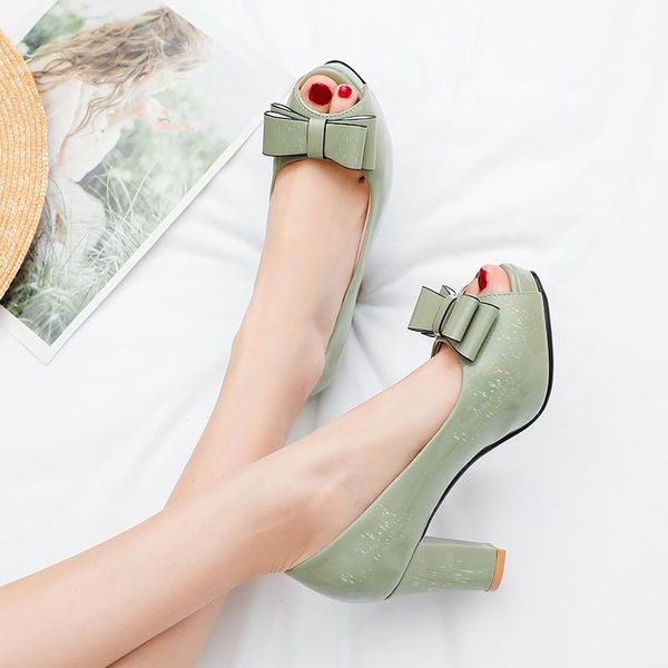 

dress shoes classic peep toe women heels elegant pumps fashion bow pink green heeled woman office party wedding lady, Black