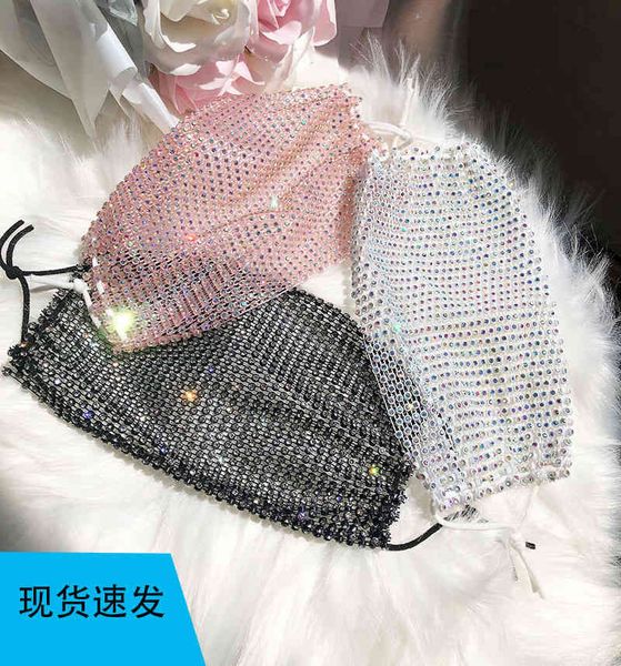 

new net red simple sunscreen personality trend rhinestone decorative mask 2021