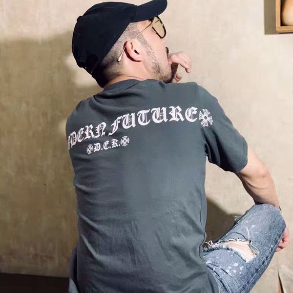 

crosin sleeve neck short summer pullover crew new grey crosin t-shirt horseshoe sanskrit cross print, White;black