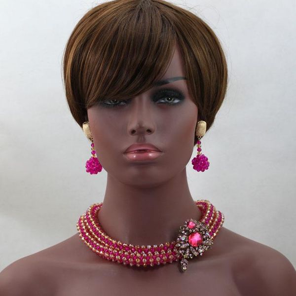 

earrings & necklace 2021 luxury dubai gold jewelry set african bridal beads costume crystal women alj524, Silver