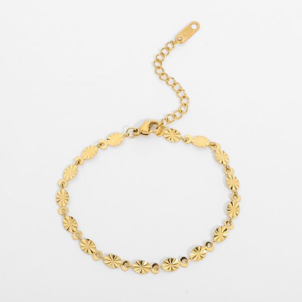 

link, chain minimal classic gold oval petal bracelet for women plated stainless steel dainty daily jewelry, Black