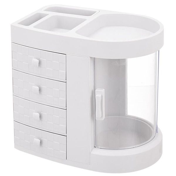 

bathroom storage & organization dressing table 4 drawer makeup holder box transparent rotation window lipstick organizer for cosmetic brush