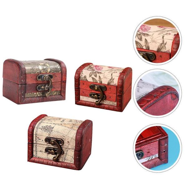 

3pcs retro style wooden gifts box creative wedding candy case packing gift wrap