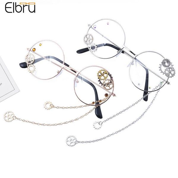 

sunglasses elbru trend gothic punk style glasses chain gear pendant diffuse exhibition steam men and women fashion retro, White;black