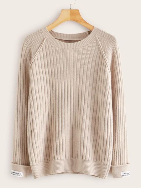 

autumn / winter 2021 women's basic sweater casual crew neck knitted long sweaters, White;black