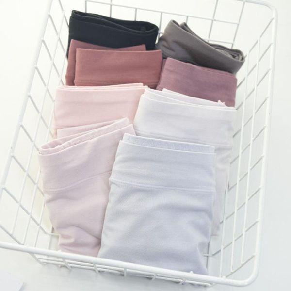 

women's panties 1pc plus size solid color briefs breathable soft high waist antibacterial seamless underpants women cotton underwear, Black;pink