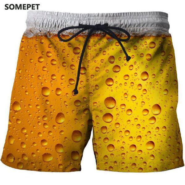 

summer beer 3d printing casual beach shorts mascuino gym street men's resort fashionable sports pants, White;black
