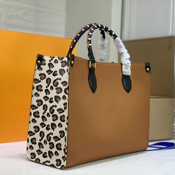 

women luxurys designers bags 2021 fashion black leopard onthego large capacity shoulder bag backpack m45719 size:35-28-15cm 25-19-11cm
