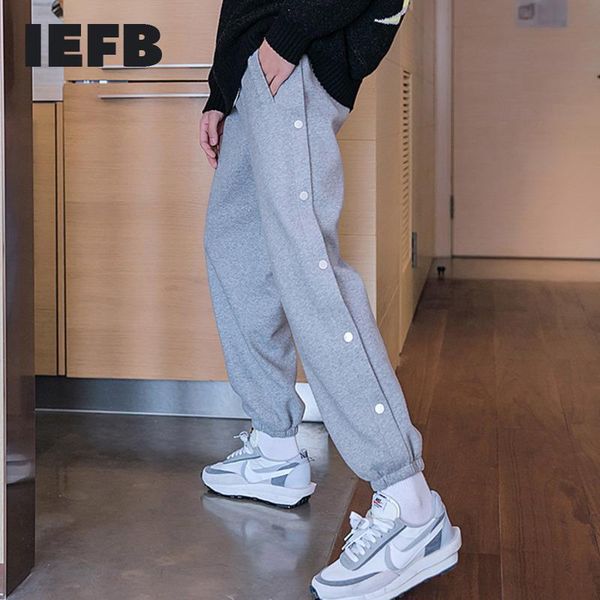 

men's pants iefb / clothing slit-breasted casual loose autumn fashion all-match workwear leggings trousers y4141, Black