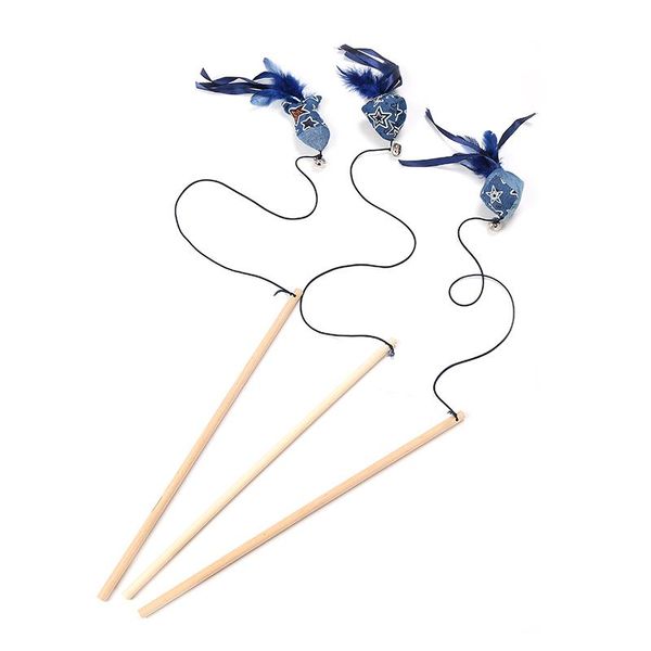 

cat toys wooden pole teaser stick wand in stock pet interactive products