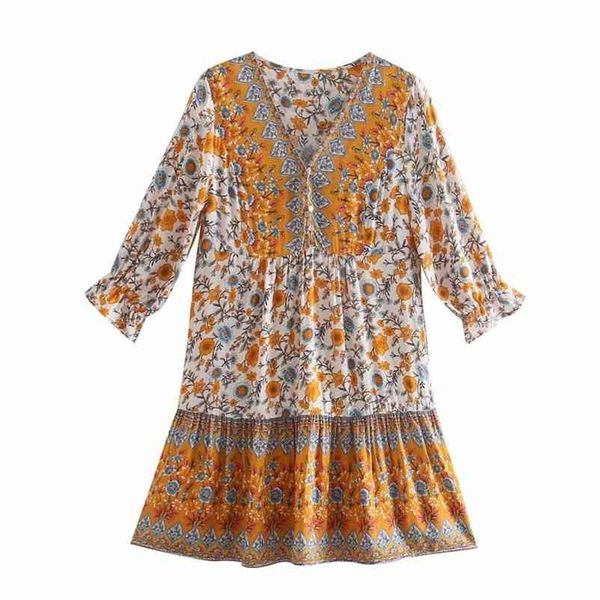 

women printed mid-sleeve short dress v neck long sleeve slim long vestido summer elegant chiffon short sleeve dresses femme 210524, Black;gray