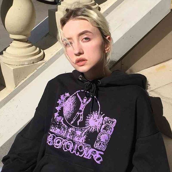 

hoodies women winter harajuku graffiti print women pullover students long sleeve kpop sweatshirt undefined grunge goth, Black